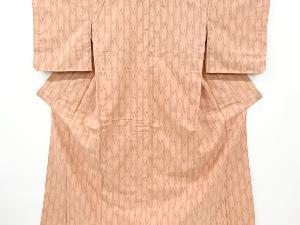 リサイクル　縞に幾何学模様織り出し手織り紬着物